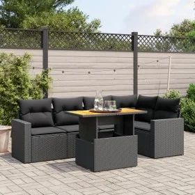 6-teiliges Gartensofa-Set und schwarze synthetische Rattankissen von , Gartensets - Ref: Foro24-3271300, Preis: 429,03 €, Rab...
