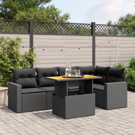 6-piece garden sofa set and black synthetic rattan cushions by , Garden sets - Ref: Foro24-3271300, Price: 429,03 €, Discount: %