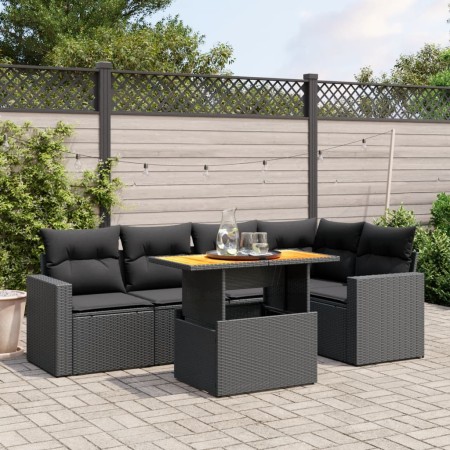 Set de sofás de jardín 6 piezas y cojines ratán sintético negro de , Conjuntos de jardín - Ref: Foro24-3271300, Precio: 427,8...