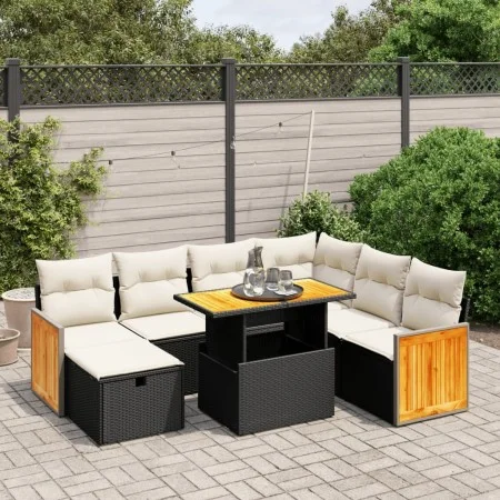 8-teiliges Gartensofa-Set und schwarze synthetische Rattankissen von , Gartensets - Ref: Foro24-3276262, Preis: 500,60 €, Rab...