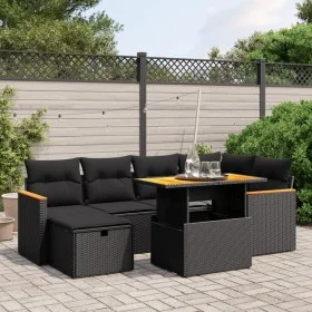 7-piece garden dining set and black synthetic rattan cushions by , Garden sets - Ref: Foro24-3276037, Price: 480,95 €, Discou...