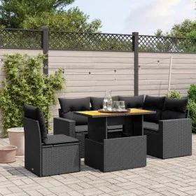 6-piece garden sofa set and black synthetic rattan cushions by , Garden sets - Ref: Foro24-3271314, Price: 429,03 €, Discount: %