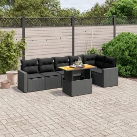 7-teiliges Garten-Essset und schwarze Kissen aus synthetischem Rattan von , Gartensets - Ref: Foro24-3271321, Preis: 492,40 €...