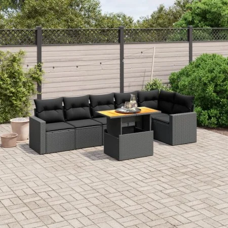 7-piece garden dining set and black synthetic rattan cushions by , Garden sets - Ref: Foro24-3271321, Price: 492,40 €, Discou...