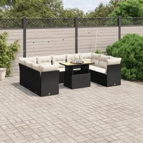 Gartensofa-Set 10-teilig mit schwarzen synthetischen Rattankissen von , Gartensets - Ref: Foro24-3270993, Preis: 622,38 €, Ra...