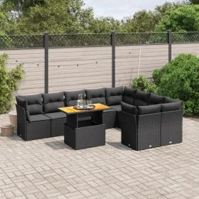 Gartensofa-Set 10-teilig mit schwarzen synthetischen Rattankissen von , Gartensets - Ref: Foro24-3271006, Preis: 655,17 €, Ra...