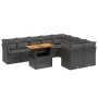 Set de sofás de jardín 10 pzas cojines ratán sintético negro