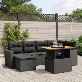7-piece garden dining set and black synthetic rattan cushions by , Garden sets - Ref: Foro24-3271412, Price: 471,30 €, Discou...