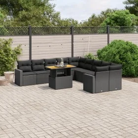 Set de sofás de jardín 11 pzas y cojines ratán sintético negro de , Conjuntos de jardín - Ref: Foro24-3271503, Precio: 753,61...