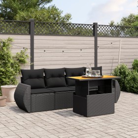 5-teiliges Gartenmöbel-Set und schwarze synthetische Rattankissen von , Gartensets - Ref: Foro24-3272070, Preis: 355,85 €, Ra...