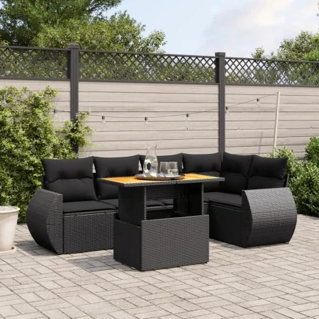 6-teiliges Gartensofa-Set und schwarze synthetische Rattankissen von , Gartensets - Ref: Foro24-3272182, Preis: 459,47 €, Rab...