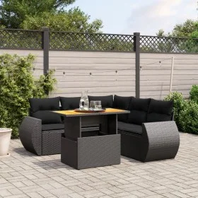 6-piece garden sofa set and black synthetic rattan cushions by , Garden sets - Ref: Foro24-3272189, Price: 458,14 €, Discount: %