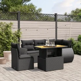6-piece garden sofa set and black synthetic rattan cushions by , Garden sets - Ref: Foro24-3272196, Price: 458,14 €, Discount: %