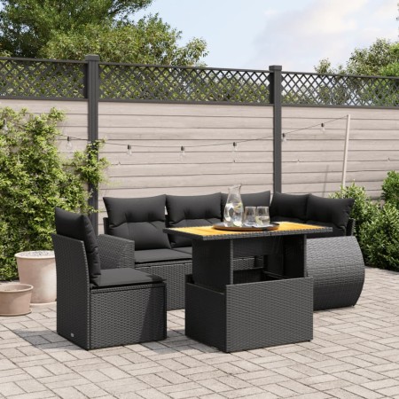 6-piece garden sofa set and black synthetic rattan cushions by , Garden sets - Ref: Foro24-3272196, Price: 434,80 €, Discount: %