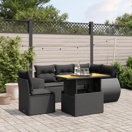 6-piece garden sofa set and black synthetic rattan cushions by , Garden sets - Ref: Foro24-3272196, Price: 458,14 €, Discount: %