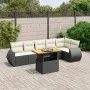 Set de comedor de jardín 7 pzas y cojines ratán sintético negro de , Conjuntos de jardín - Ref: Foro24-3272204, Precio: 483,3...