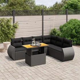 7-piece garden dining set and black synthetic rattan cushions by , Garden sets - Ref: Foro24-3272210, Price: 523,11 €, Discou...