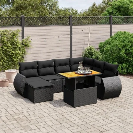 8-teiliges Gartensofa-Set und schwarze synthetische Rattankissen von , Gartensets - Ref: Foro24-3272308, Preis: 567,09 €, Rab...