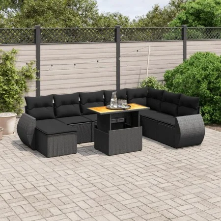 8-teiliges Gartensofa-Set und schwarze synthetische Rattankissen von , Gartensets - Ref: Foro24-3272329, Preis: 615,82 €, Rab...
