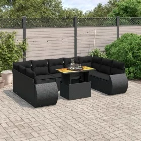 Garden sofa set 10 pieces with black synthetic rattan cushions by , Garden sets - Ref: Foro24-3272336, Price: 693,95 €, Disco...