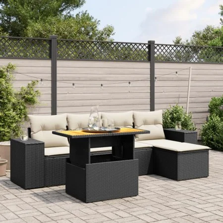 6-piece garden sofa set and black synthetic rattan cushions by , Garden sets - Ref: Foro24-3272610, Price: 393,56 €, Discount: %