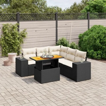 6-piece garden sofa set and black synthetic rattan cushions by , Garden sets - Ref: Foro24-3272631, Price: 425,34 €, Discount: %