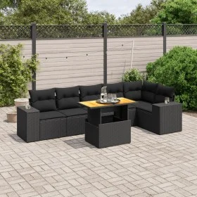 7-piece garden dining set and black synthetic rattan cushions by , Garden sets - Ref: Foro24-3272644, Price: 548,57 €, Discou...