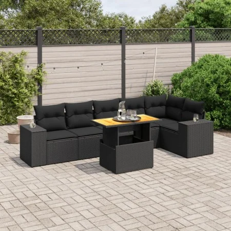 7-piece garden dining set and black synthetic rattan cushions by , Garden sets - Ref: Foro24-3272644, Price: 547,10 €, Discou...