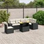 Set de comedor de jardín 7 pzas y cojines ratán sintético negro de , Conjuntos de jardín - Ref: Foro24-3272659, Precio: 479,6...