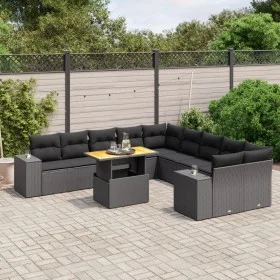 11-piece garden sofa set and black synthetic rattan cushions by , Garden sets - Ref: Foro24-3272826, Price: 799,62 €, Discoun...