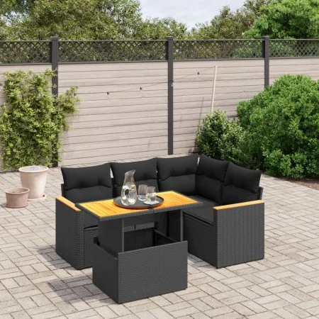 5-teiliges Gartenmöbel-Set und schwarze synthetische Rattankissen von , Gartensets - Ref: Foro24-3273057, Preis: 375,31 €, Ra...