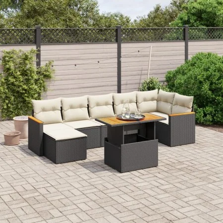 8-teiliges Gartensofa-Set und schwarze synthetische Rattankissen von , Gartensets - Ref: Foro24-3273184, Preis: 493,80 €, Rab...