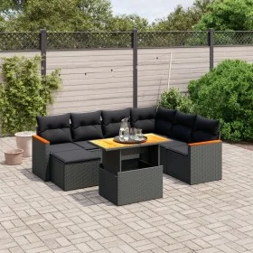 Set de sofás de jardín 8 piezas y cojines ratán sintético negro de , Conjuntos de jardín - Ref: Foro24-3273190, Precio: 532,5...