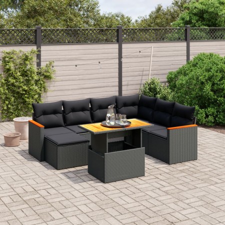 8-teiliges Gartensofa-Set und schwarze synthetische Rattankissen von , Gartensets - Ref: Foro24-3273190, Preis: 521,12 €, Rab...