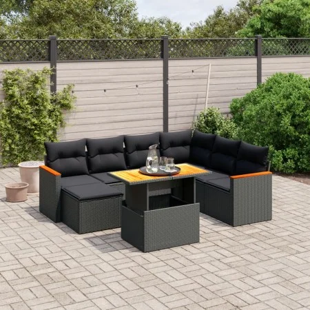 8-teiliges Gartensofa-Set und schwarze synthetische Rattankissen von , Gartensets - Ref: Foro24-3273190, Preis: 532,57 €, Rab...