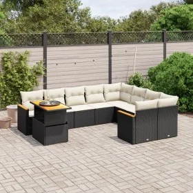 Garden sofa set 10 pieces with black synthetic rattan cushions by , Garden sets - Ref: Foro24-3273240, Price: 614,11 €, Disco...