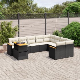 Gartensofa-Set 10-teilig mit schwarzen synthetischen Rattankissen von , Gartensets - Ref: Foro24-3273240, Preis: 582,49 €, Ra...