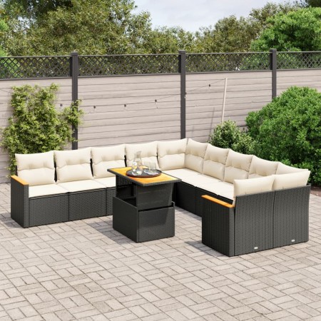 11-teiliges Gartensofa-Set und schwarze synthetische Rattankissen von , Gartensets - Ref: Foro24-3273261, Preis: 633,66 €, Ra...