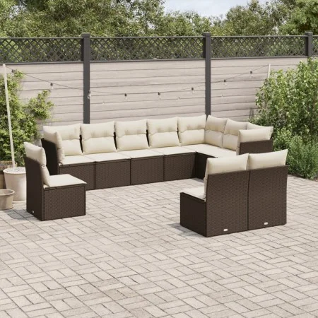 10-piece garden sofa set and brown synthetic rattan cushions by , Garden sets - Ref: Foro24-3249642, Price: 637,49 €, Discoun...