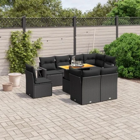 8-teiliges Gartensofa-Set und schwarze synthetische Rattankissen von , Gartensets - Ref: Foro24-3271846, Preis: 679,33 €, Rab...