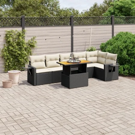 7-piece garden dining set and black synthetic rattan cushions by , Garden sets - Ref: Foro24-3271763, Price: 464,92 €, Discou...