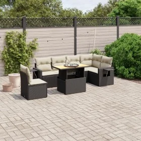 7-piece garden dining set and black synthetic rattan cushions by , Garden sets - Ref: Foro24-3271777, Price: 464,92 €, Discou...