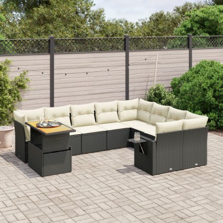 Garden sofa set 10 pieces with black synthetic rattan cushions by , Garden sets - Ref: Foro24-3271917, Price: 597,26 €, Disco...