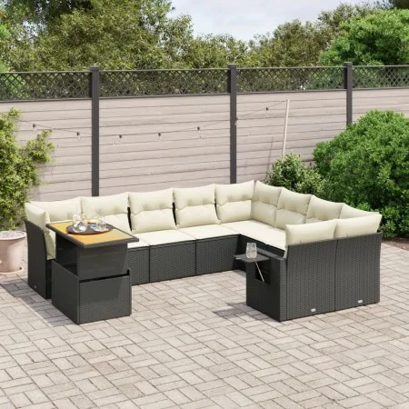 Garden sofa set 10 pieces with black synthetic rattan cushions by , Garden sets - Ref: Foro24-3271917, Price: 618,48 €, Disco...