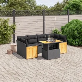 7-piece garden dining set and black synthetic rattan cushions by , Garden sets - Ref: Foro24-3273855, Price: 496,37 €, Discou...