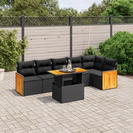 7-piece garden dining set and black synthetic rattan cushions by , Garden sets - Ref: Foro24-3273967, Price: 487,59 €, Discou...