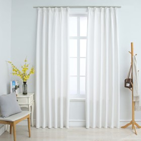 Blackout curtains with hooks 2 pieces off-white 140x225 cm by vidaXL, Curtains and curtains - Ref: Foro24-134486, Price: 38,8...