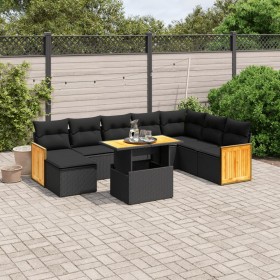 Set de sofás de jardín 8 piezas y cojines ratán sintético negro de , Conjuntos de jardín - Ref: Foro24-3274093, Precio: 578,1...