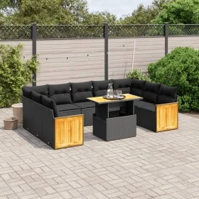 Garden sofa set 10 pieces with black synthetic rattan cushions by , Garden sets - Ref: Foro24-3274100, Price: 654,37 €, Disco...