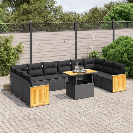 11-piece garden sofa set and black synthetic rattan cushions by , Garden sets - Ref: Foro24-3274128, Price: 725,89 €, Discoun...